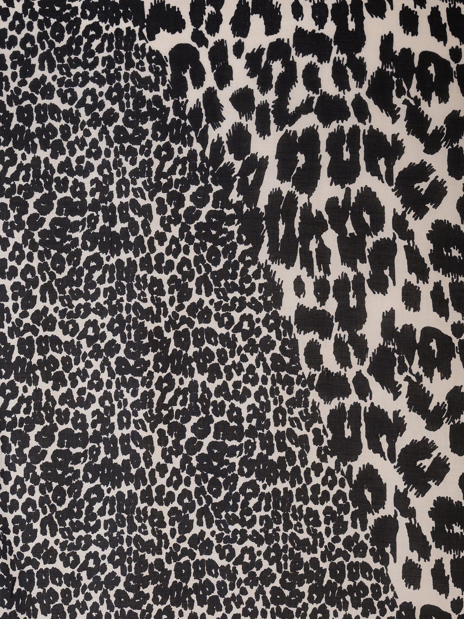 Product image 2 of 5, which shows chesca Leopard Print Colour Block Scarf, Black/Cream