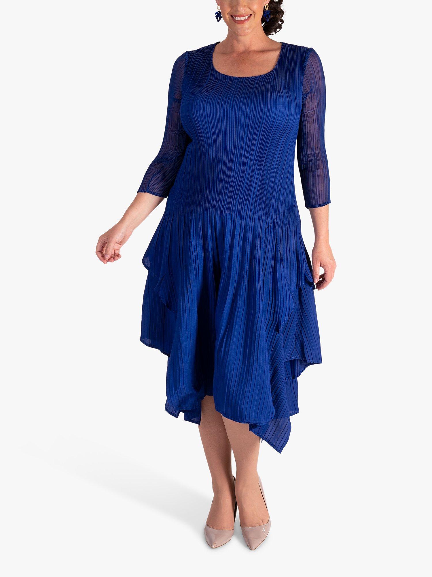 chesca Layered Plisse Dress Cobalt