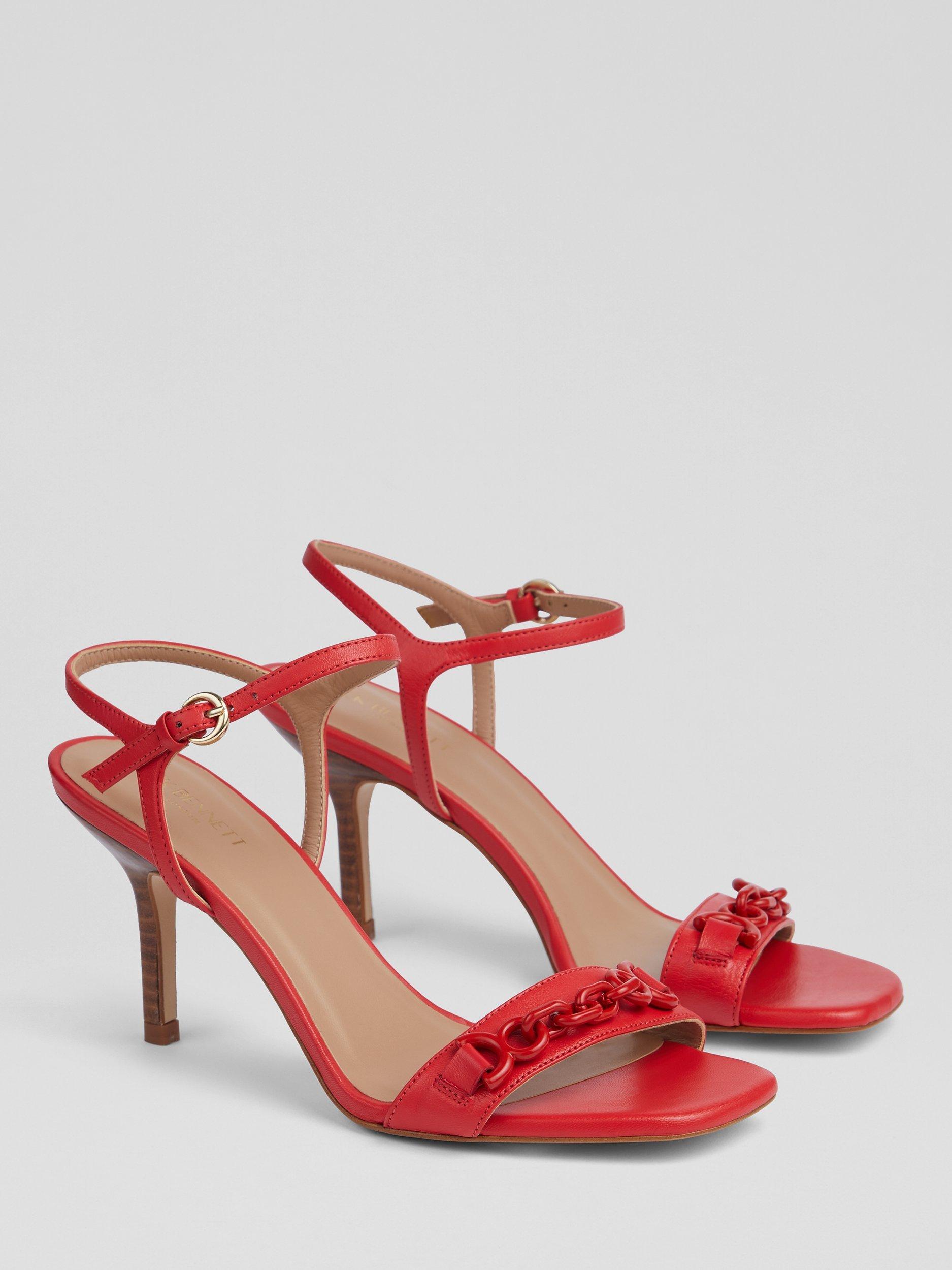 Product image 2 of 4, which shows L.K.Bennett Ivonne Snaffle Trim Leather Sandals, Poppy, 6