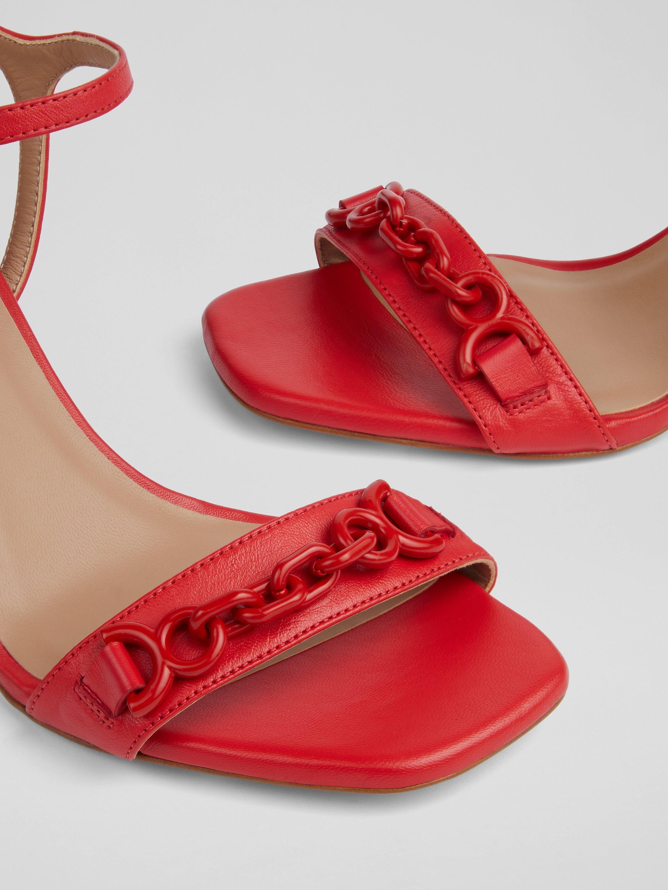 Product image 3 of 4, which shows L.K.Bennett Ivonne Snaffle Trim Leather Sandals, Poppy, 6