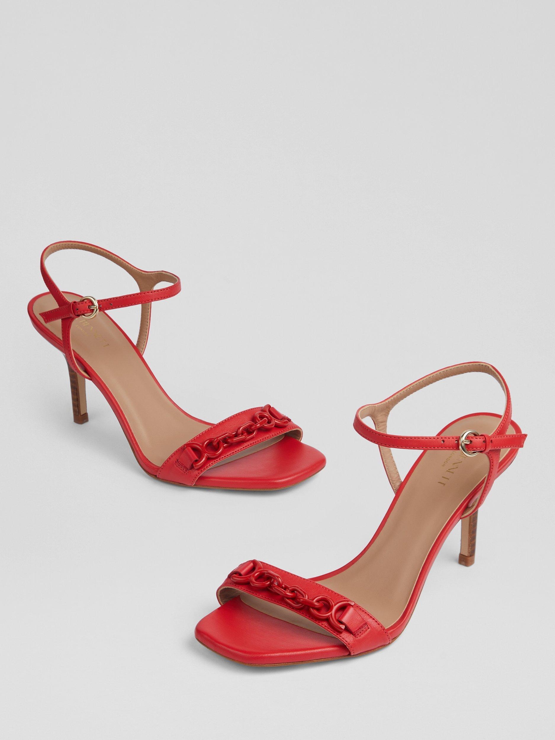Product image 4 of 4, which shows L.K.Bennett Ivonne Snaffle Trim Leather Sandals, Poppy, 6