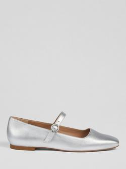 L.K.Bennett Willow Flat Leather Mary Janes, Silver, Silver