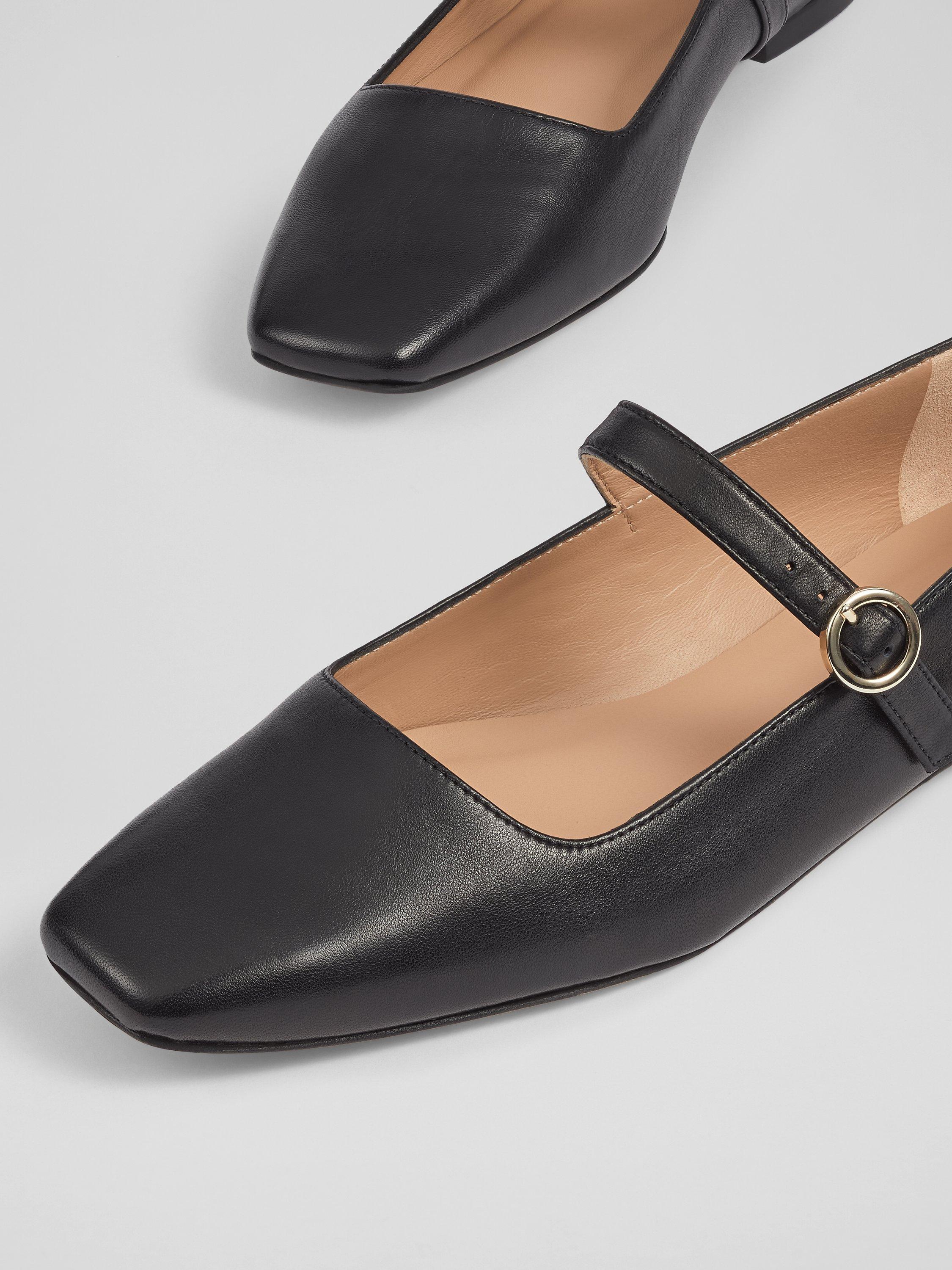 L.K.Bennett Willow Nappa Leather Flats, Black, 3