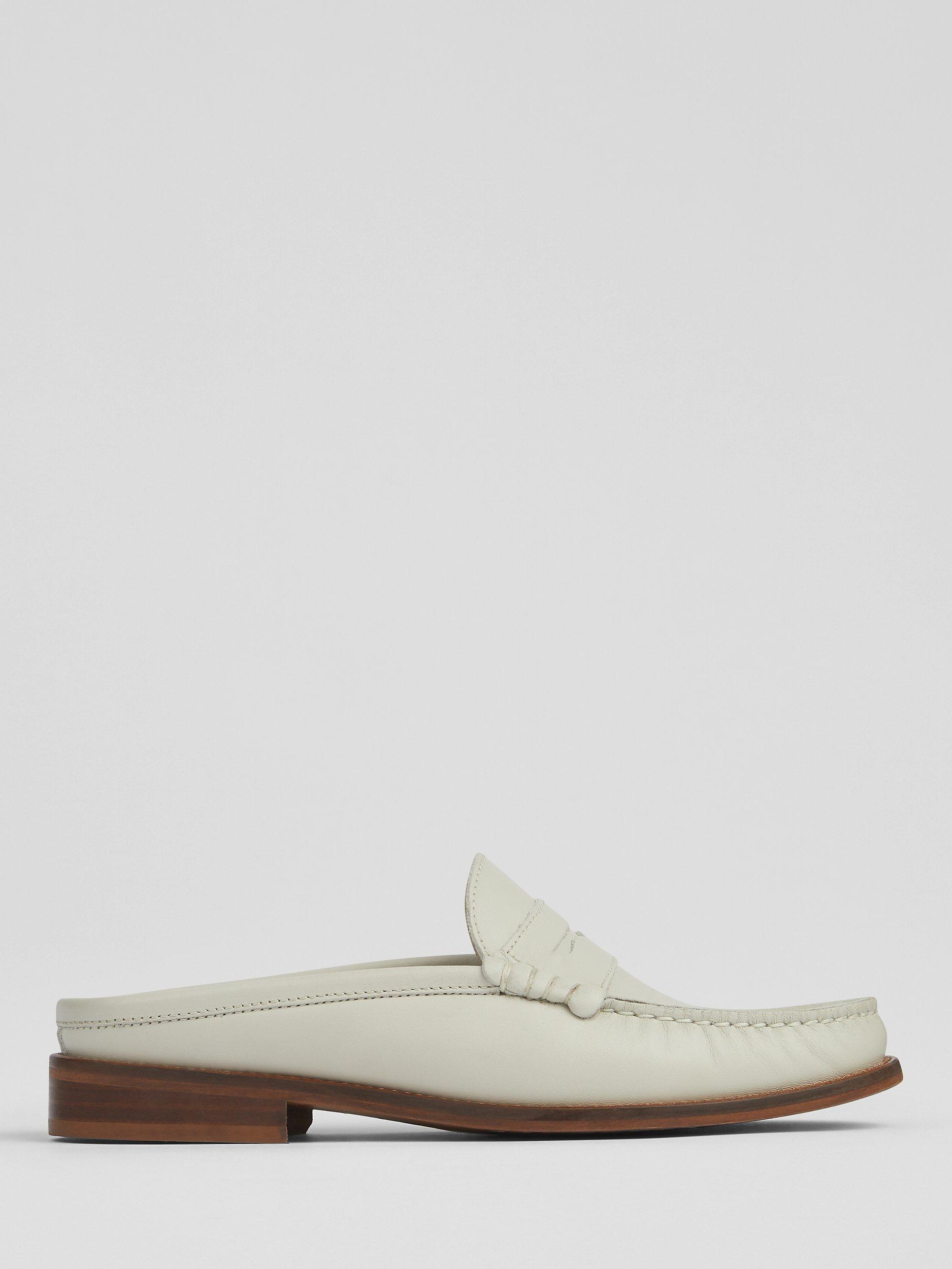 L.K.Bennett Oslo Leather Flats, Ecru