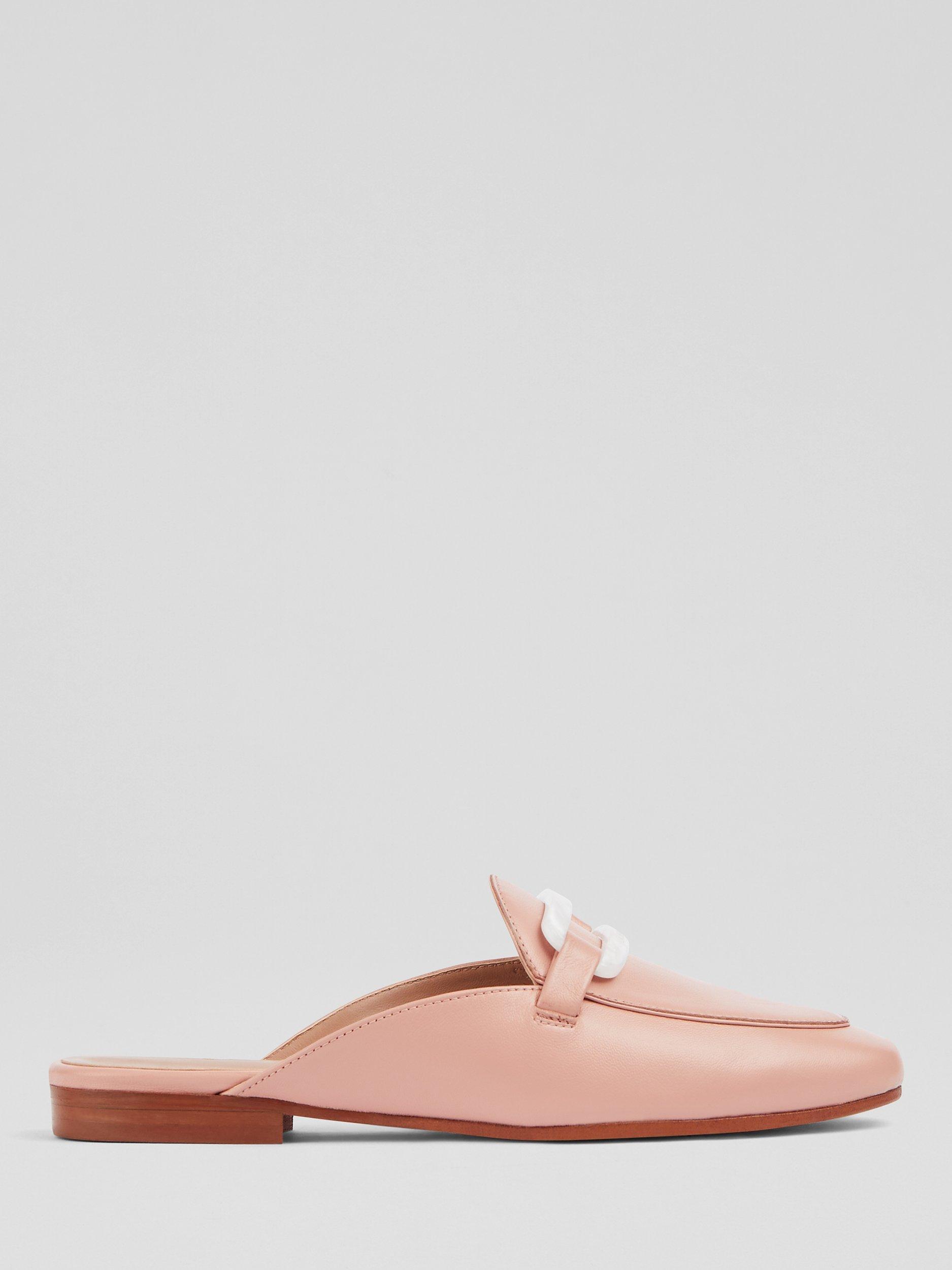 L.K.Bennett Evelyn Backless Leather Loafers Pink