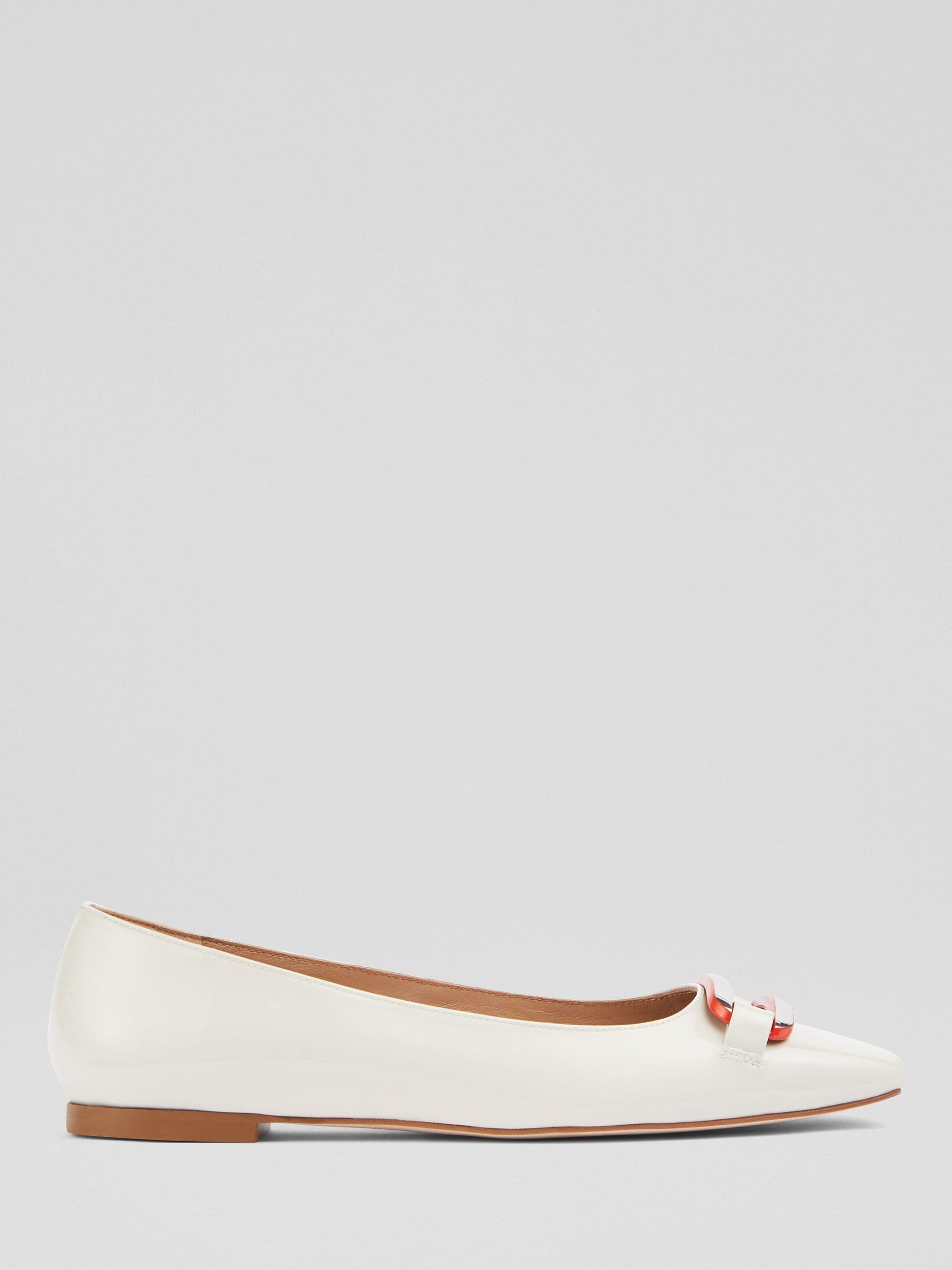 L.K.Bennett Cayden Patent Leather Flats, Cream