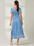 Jolie Moi Bianca Mesh Floral Maxi Dress, Blue