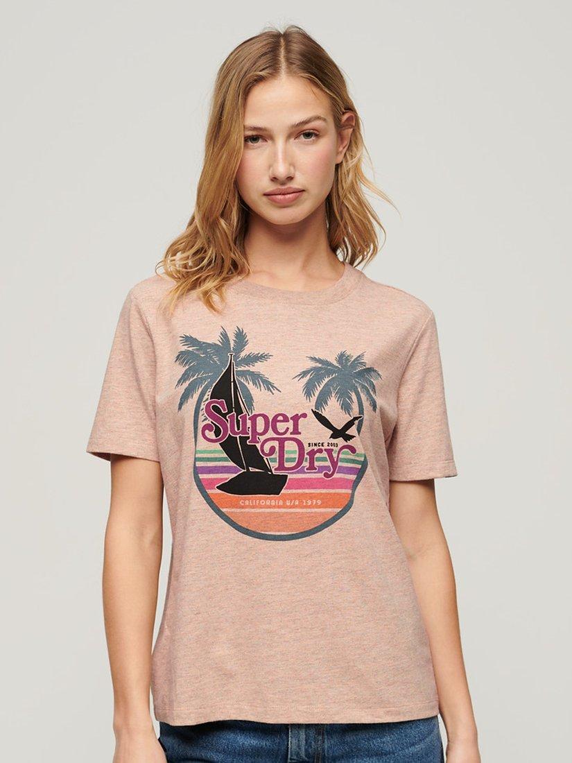 Superdry Outdoor Stripe Relaxed T-Shirt, Orange Apricot Marl