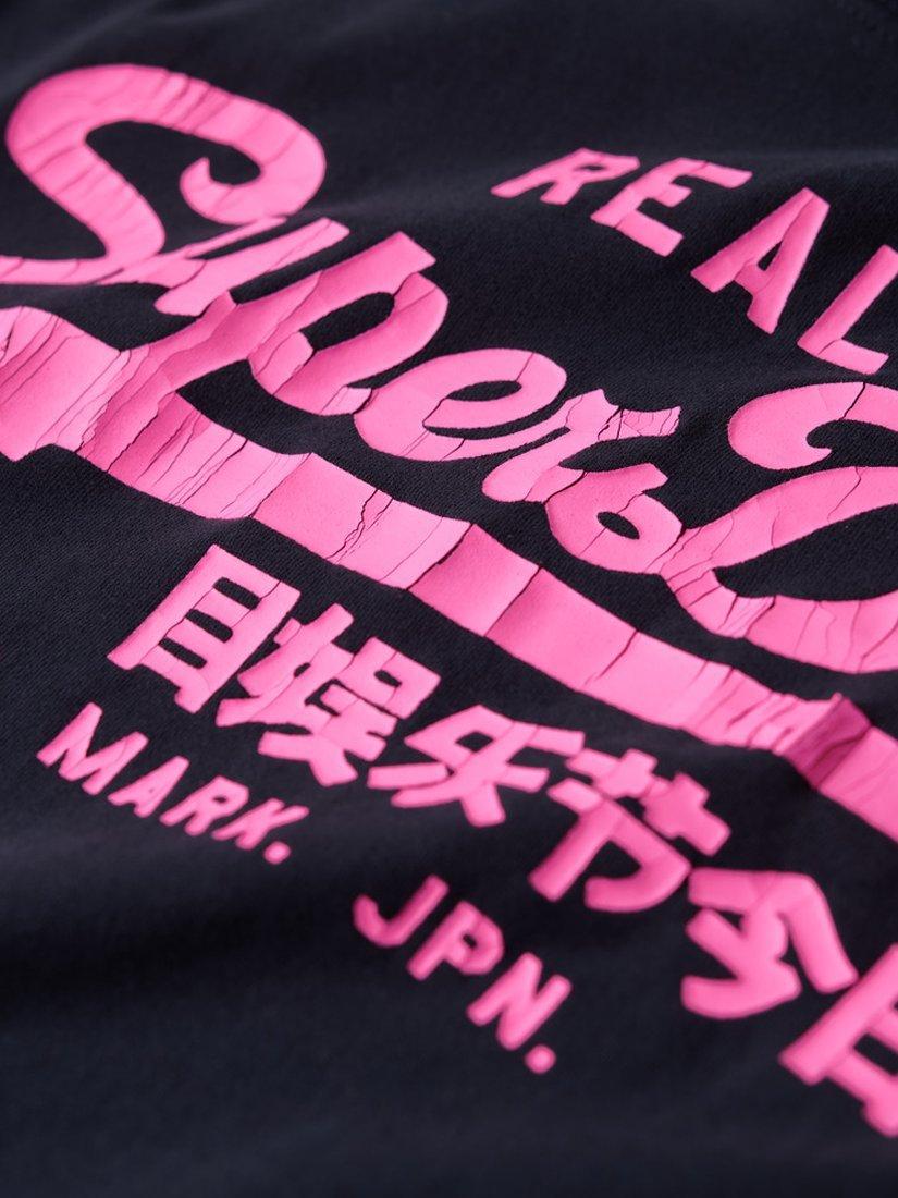Product image 5 of 5, which shows Superdry Neon Graphic Fitted T-Shirt, Eclipse Navy, 6
