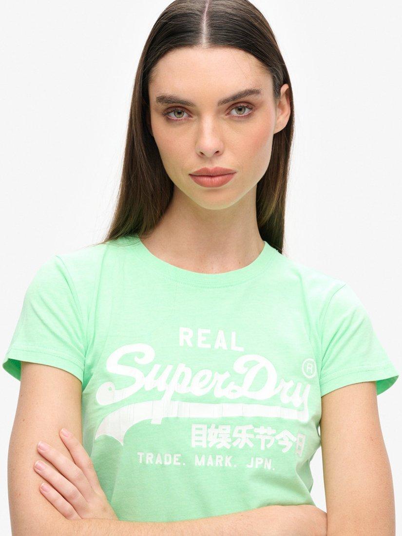 Product image 4 of 5, which shows Superdry Neon Graphic Fitted T-Shirt, Neo Mint Green, 10