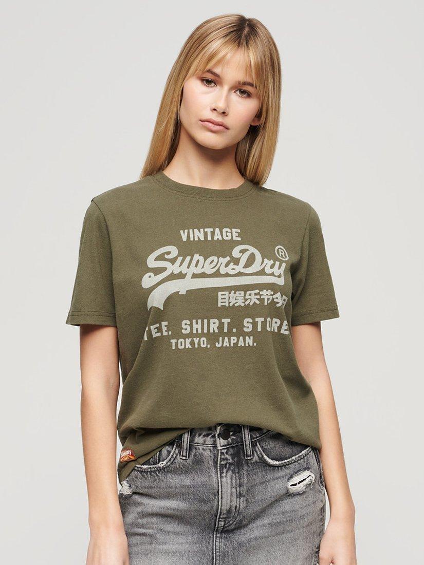 Superdry Vintage Logo Heritage Relaxed T-Shirt, Khaki Marl