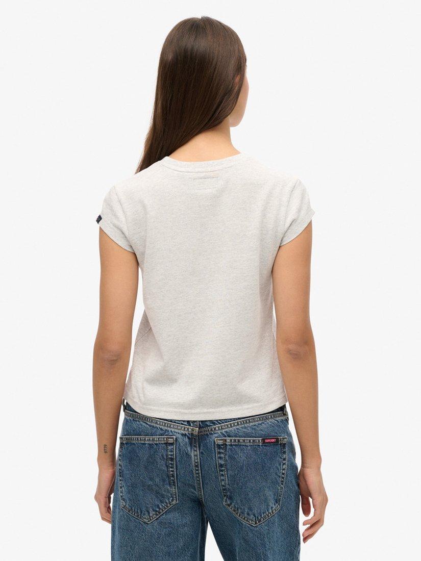 Superdry Floral Scripted Cap Sleeve T-Shirt, Flake Grey Marl, 6
