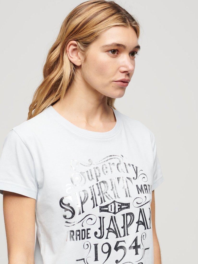Superdry Foil Workwear Fitted T-Shirt, Sea Salt Blue