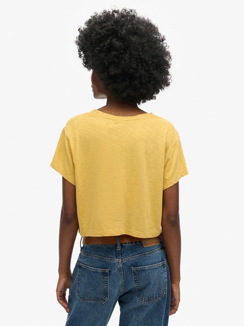 Product image 6 of 6, which shows Superdry Slouchy Cropped T-Shirt, Sauterne Yellow, 12