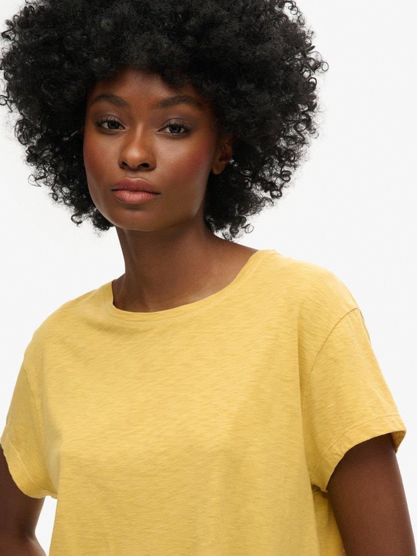 Product image 2 of 6, which shows Superdry Slouchy Cropped T-Shirt, Sauterne Yellow, 12