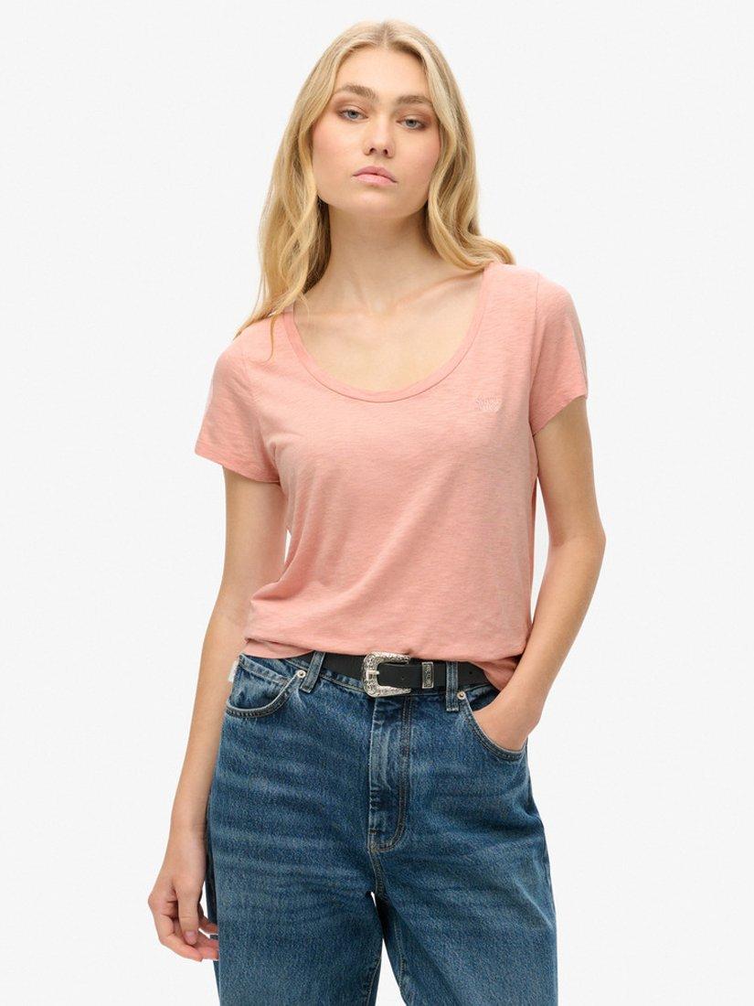 Product image 6 of 7, which shows Superdry Studios Scoop Neck T-Shirt, Grey Pink, 6