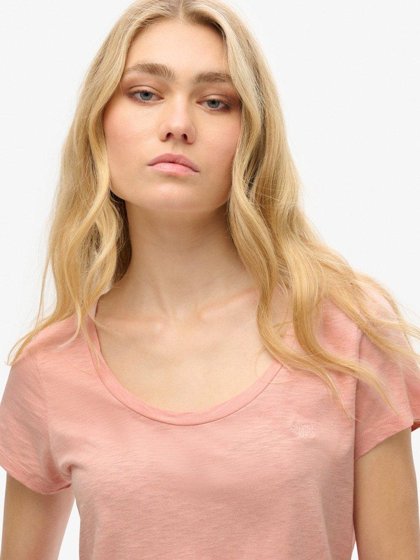 Product image 2 of 7, which shows Superdry Studios Scoop Neck T-Shirt, Grey Pink, 6
