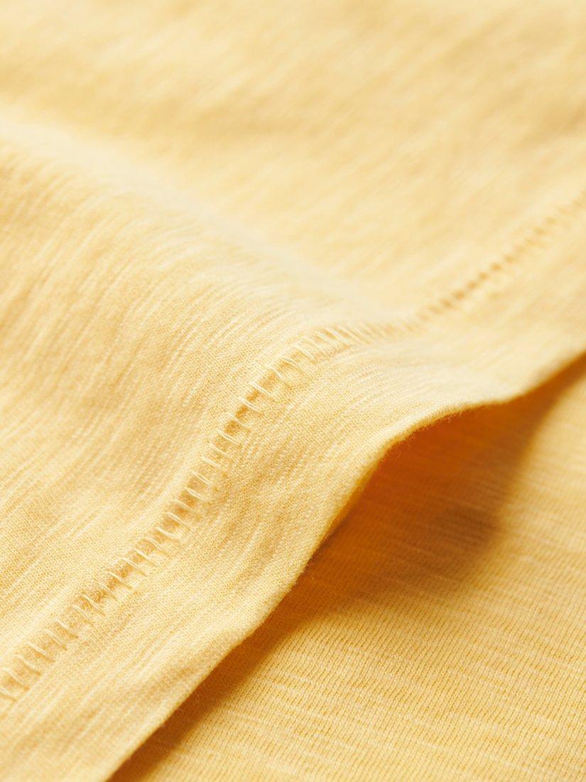 Product image 3 of 6, which shows Superdry Slub Embroidered V-Neck T-Shirt, Pale Yellow, 6