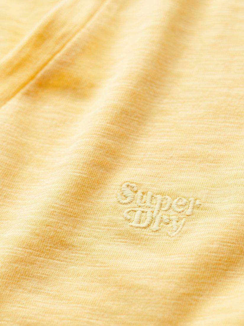 Product image 4 of 6, which shows Superdry Slub Embroidered V-Neck T-Shirt, Pale Yellow, 6