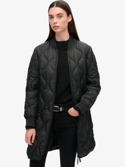 Superdry Studios Long Quilted Liner Coat, Black