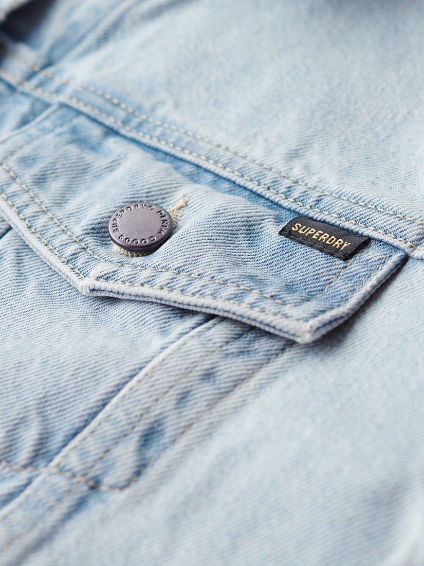 Superdry Embroidered Denim Trucker Jacket, Echo Light Vintage, 12
