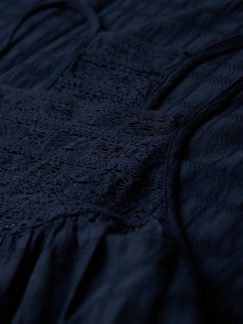 Product image 5 of 5, which shows Superdry Lace Halter Beach Maxi Dress, Eclipse Navy, 6