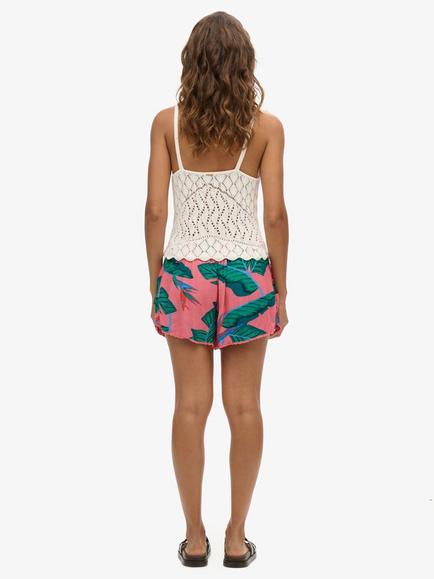 Superdry Leaf Print Beach Shorts, Pink Paradise - view 2, Pink Paradise