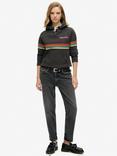 Superdry Rainbow Stripe Logo Hoodie, Washed Black