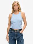 Superdry Ruched Cropped Tank Top, Forever Blue
