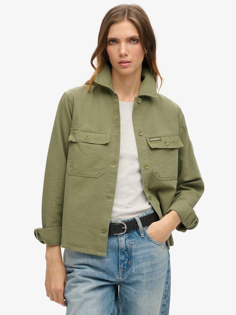 Superdry Embellished Military Shacket, Army Green