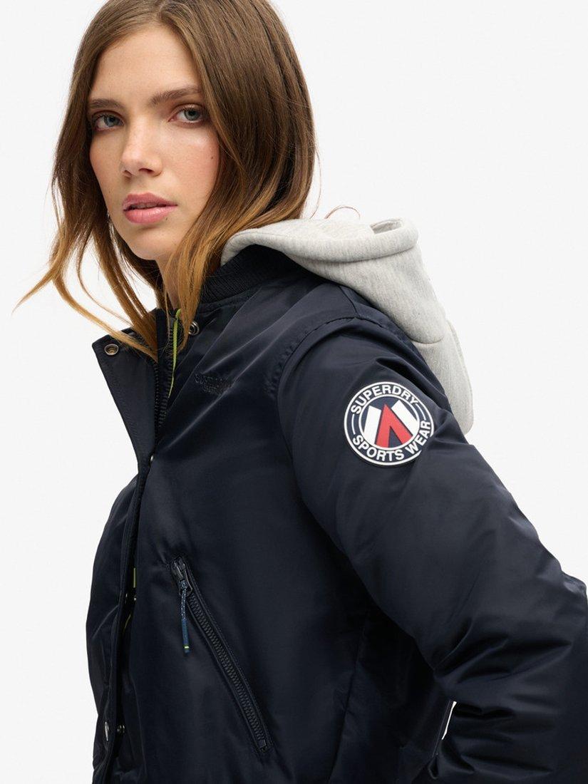 Product image 2 of 5, which shows Superdry Hooded Bomber Jacket, Eclipse Navy, 6