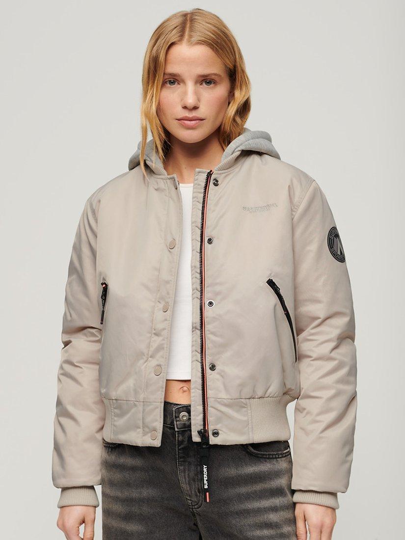 Product image 1 of 5, which shows Superdry Hooded Bomber Jacket, Chateau Gray, 6