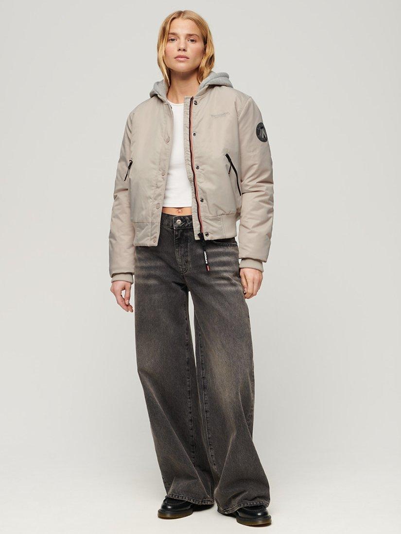 Product image 3 of 5, which shows Superdry Hooded Bomber Jacket, Chateau Gray, 6