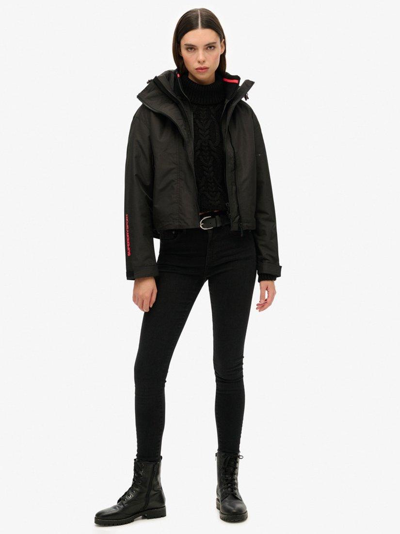 Product image 2 of 7, which shows Superdry Hooded Cropped SD Windbreaker Jacket, Black, 6