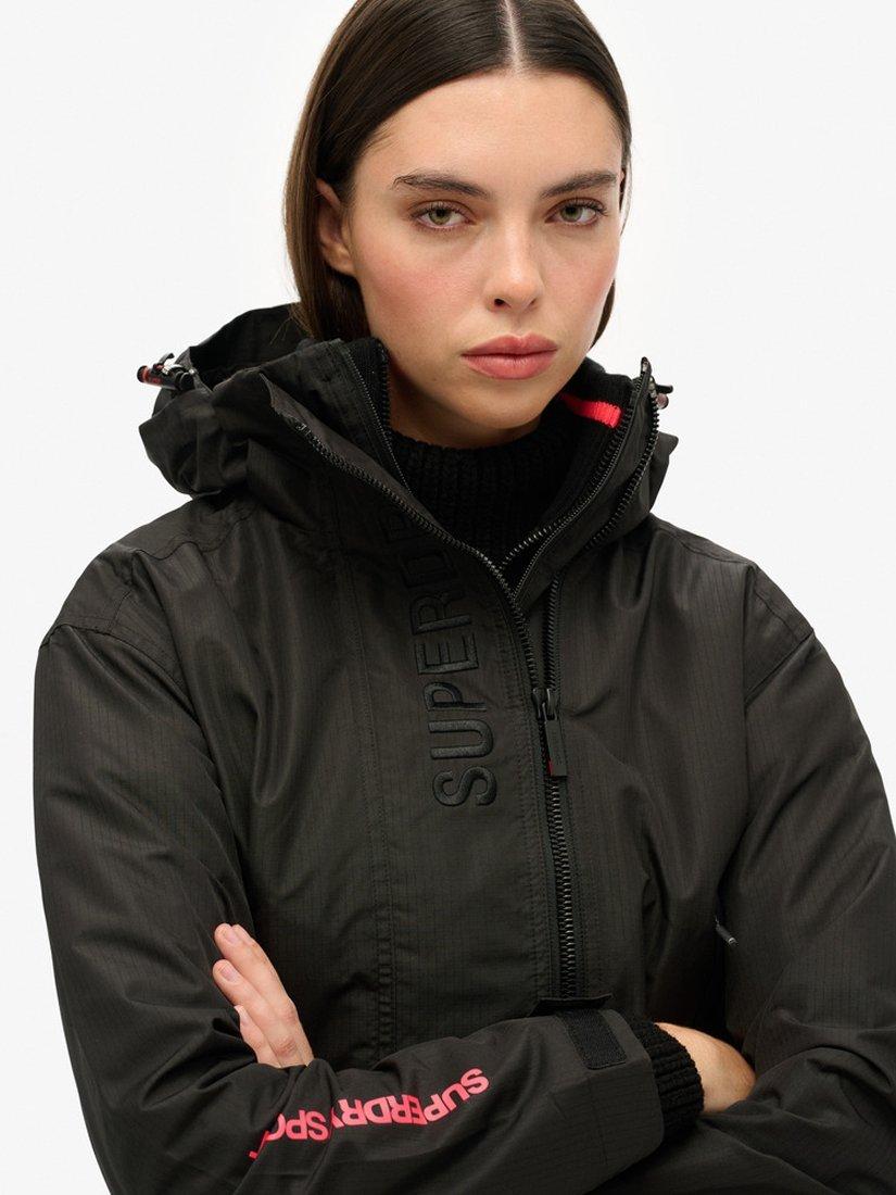 Product image 4 of 7, which shows Superdry Hooded Cropped SD Windbreaker Jacket, Black, 6