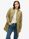 Superdry Studios Long Quilted Liner Coat, Dried Herb Green