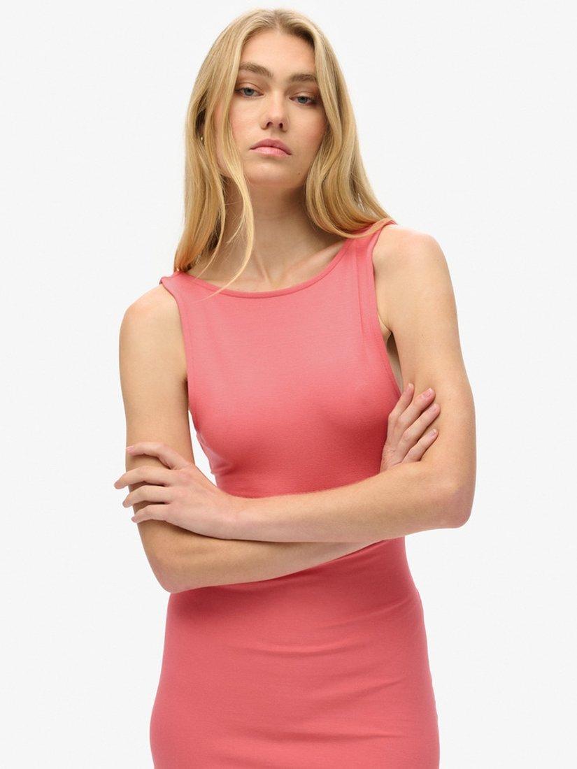 Product image 3 of 5, which shows Superdry Jersey Twist Back Midi Dress, Desert Rose Pink, 6