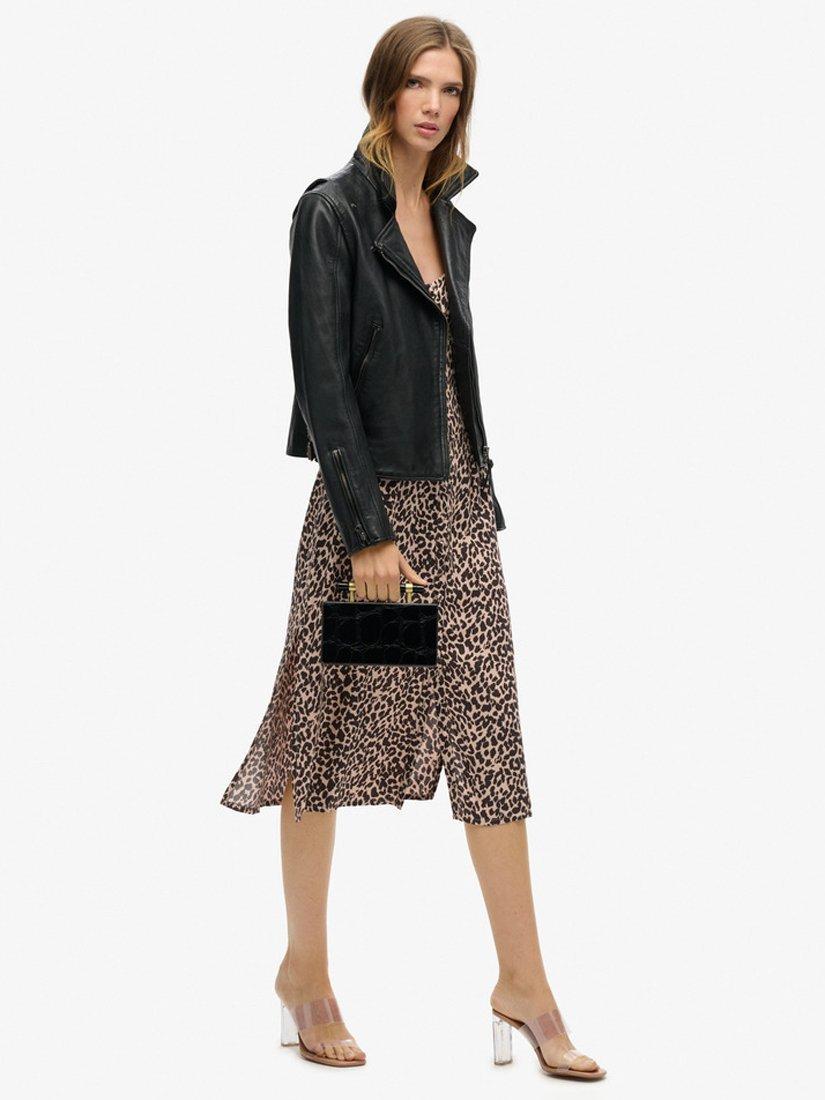 Product image 3 of 4, which shows Superdry Animal Print Button-Up Cami Midi Dress, Pink/Multi, 10