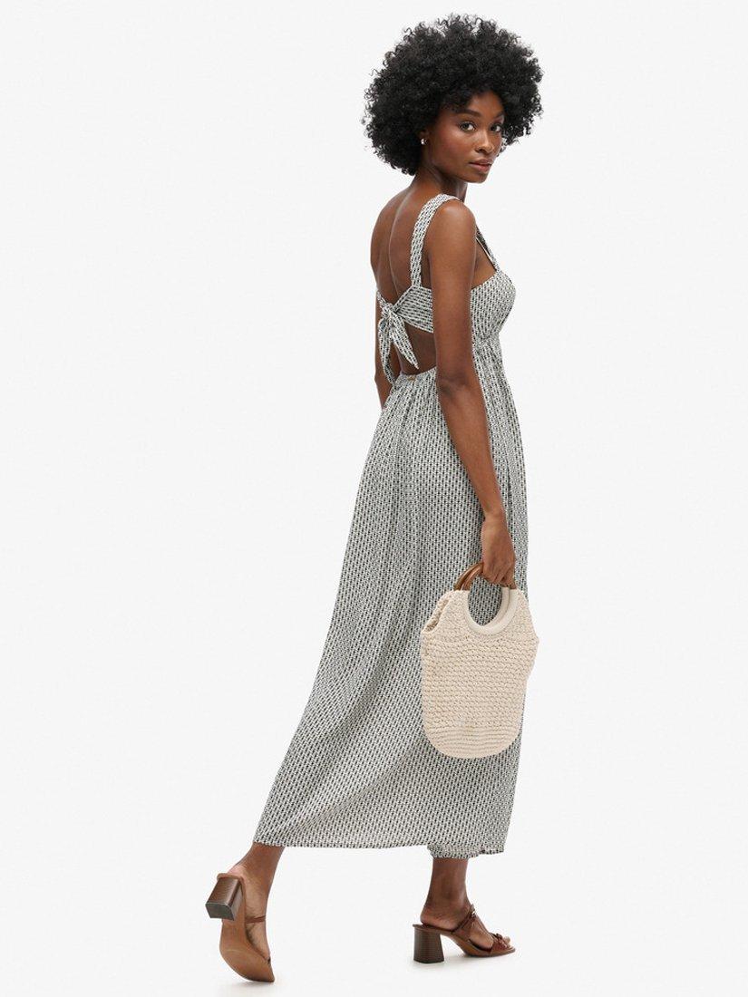Product image 2 of 4, which shows Superdry Tie Back Geometric Maxi Dress, Mono Cross, 12