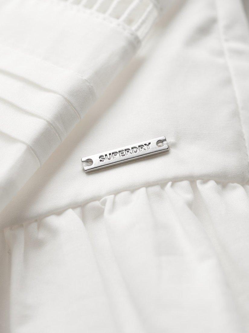 Product image 3 of 5, which shows Superdry Cotton Lace Mix Shirt Dress, Chalk White, 6