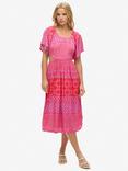 Superdry Cut Out Midi Dress, Shibori Layer Pink