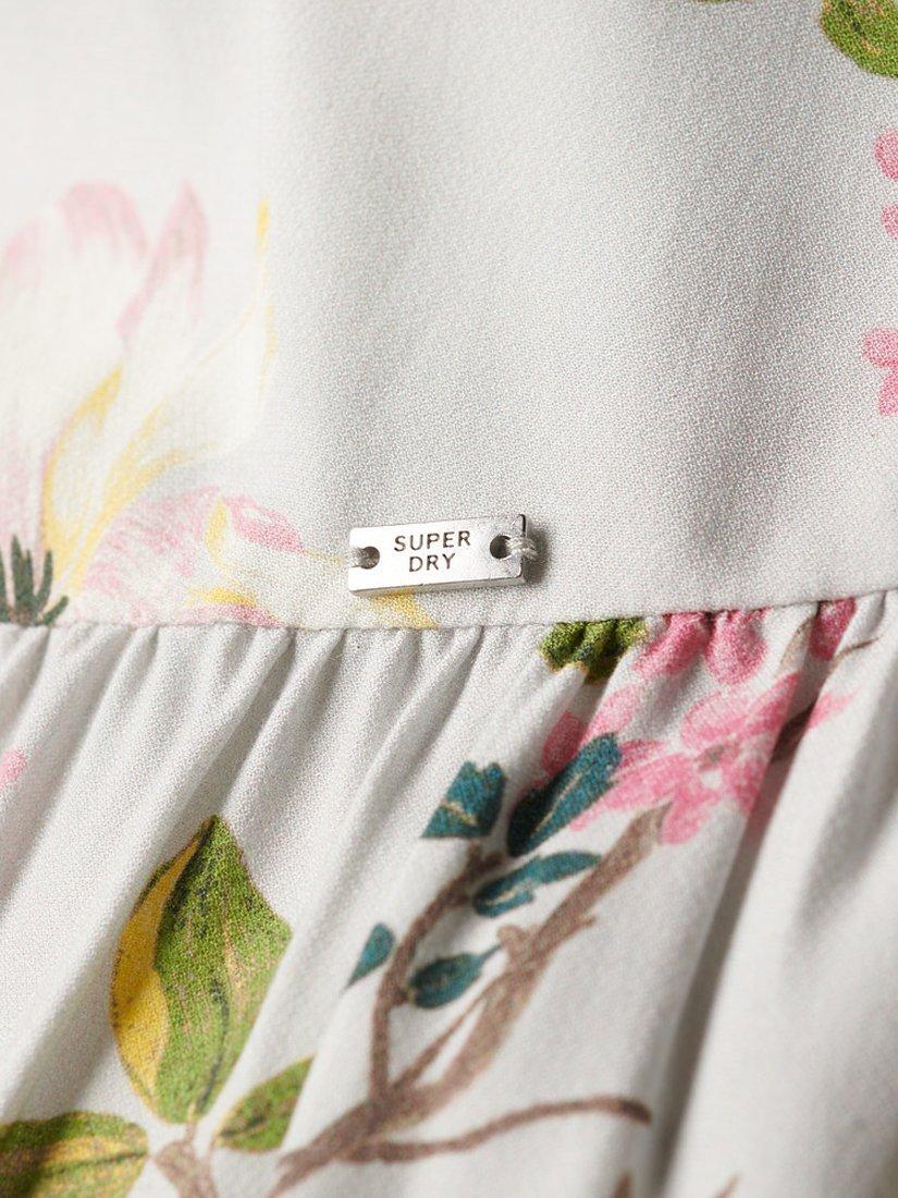 Product image 5 of 5, which shows Superdry Woven Tiered Maxi Dress, Blossom Birds Grey, 6