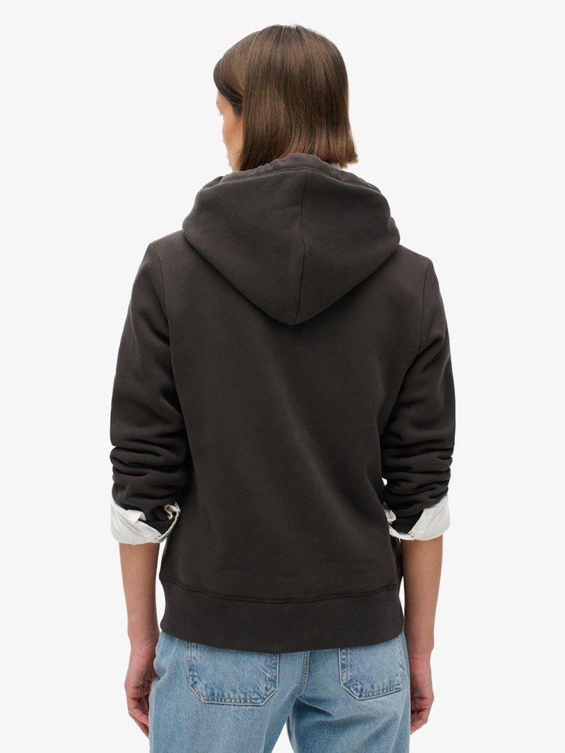 Superdry Essential Logo Zip Hoodie, Bison Black, 6