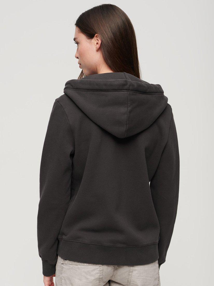 Superdry Essential Logo Zip Hoodie, Bison Black, 6