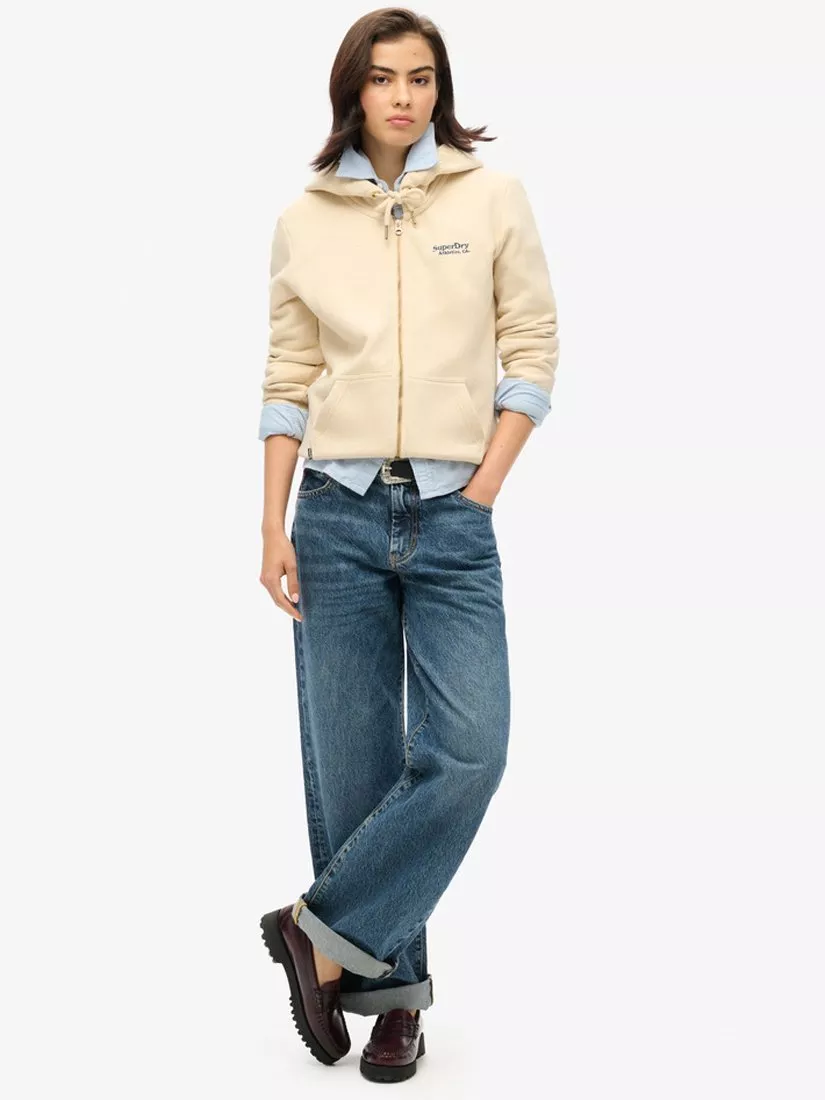 Superdry Jogger Essential Logo Donna - Tuta Felpa Comfort (Crema, Taglia Regolare)
