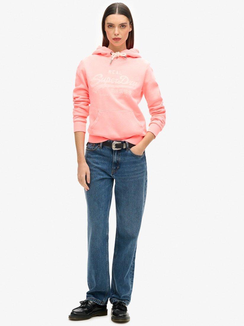 Product image 2 of 5, which shows Superdry Neon Graphic Hoodie, Pastelline Coral, 10