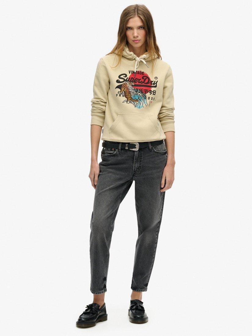 Product image 2 of 6, which shows Superdry Tokyo Vintage Logo Graphic Hoodie, Tidal Foam Green, 6