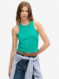 Superdry Ruched Cropped Tank Top, Summer Green