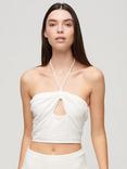 Superdry Halterneck Cut Out Crop Top, Off White