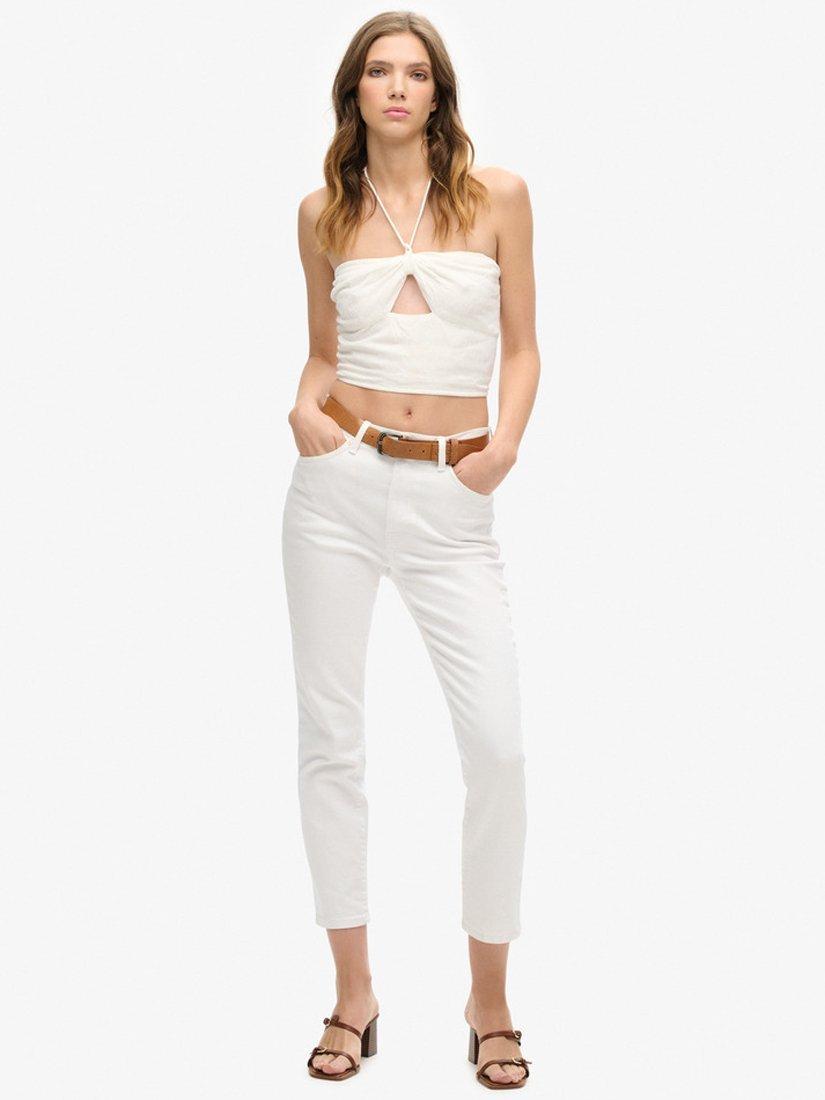 Product image 3 of 4, which shows Superdry Halterneck Cut Out Crop Top, Off White, 12